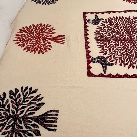 HANDCRAFTED BLOCK PRINT APPLIQUÉ TREE OF LIFE BED COVERLET TEXTILE WALL HANGING - Picture 13 of 16
